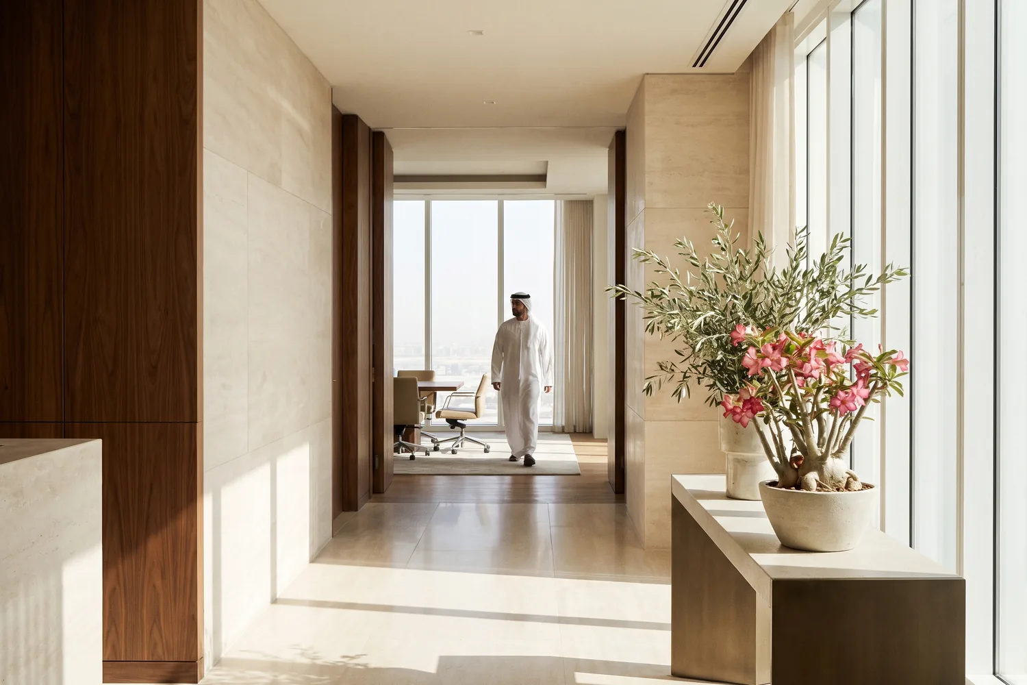 A welcoming office threshold in Abu Dhabi, the start of a conversation