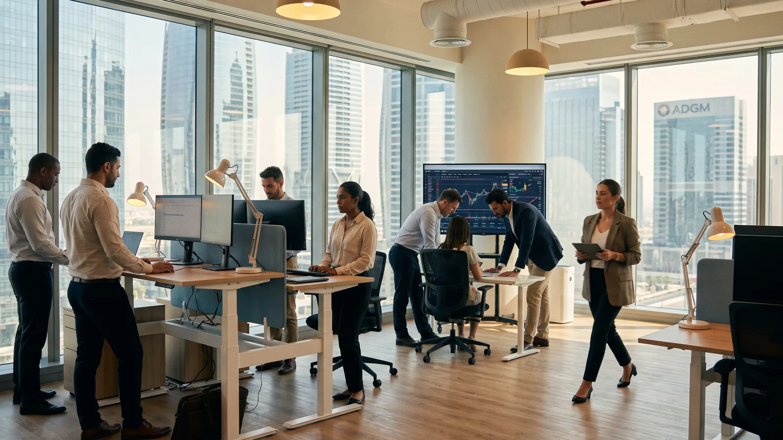 A senior executive with quiet authority in a modern boardroom in Abu Dhabi